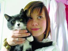 Daughter Amy with beloved cat Tom