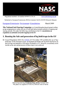 EC Consultation on Regulation on Attitudes Towards Trapping in the EU report