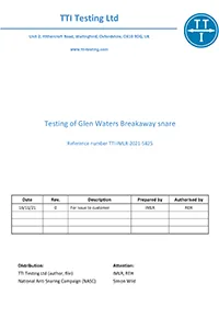 Testing of Glen Waters Breakway Animal Snares report